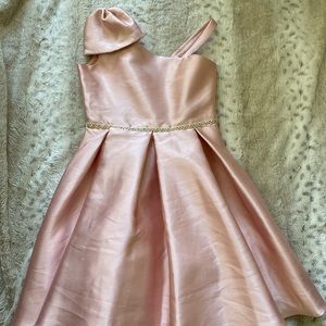 Blush bow girl dress